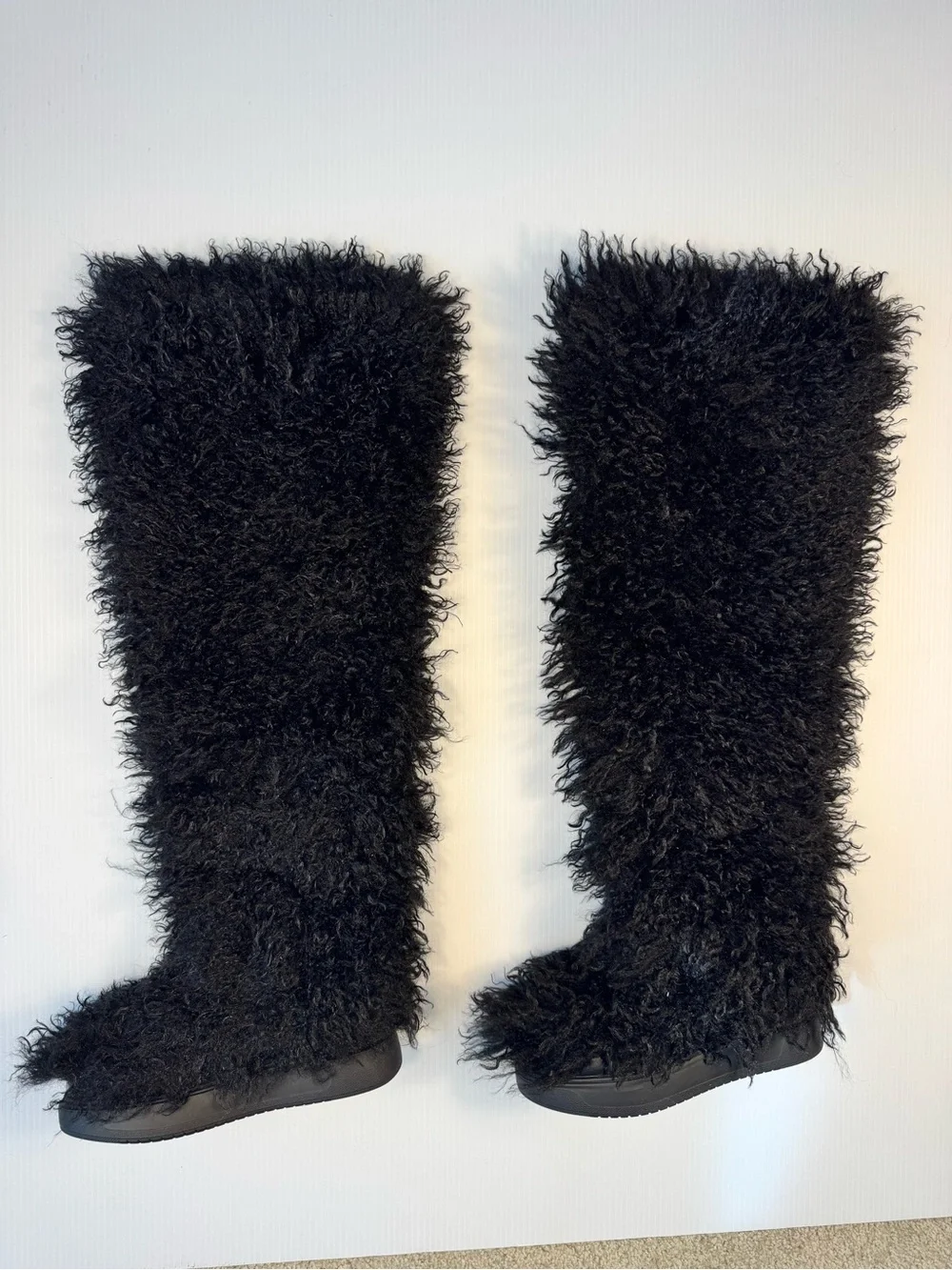 🖤 Azalea Wang Templeton Black Shaggy Faux Fur Knee-High | Cozy Statement Boots